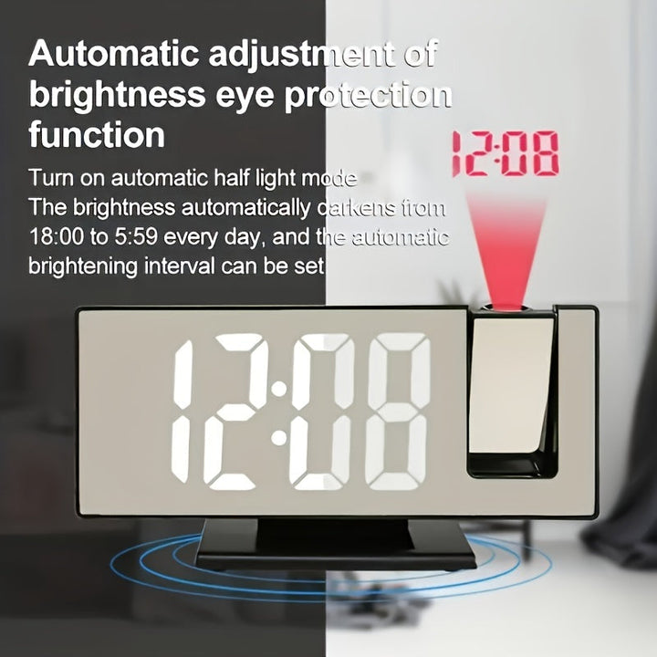Digital projektionsväckarklocka med stor LED-display och multifunktionell alarmfunktion