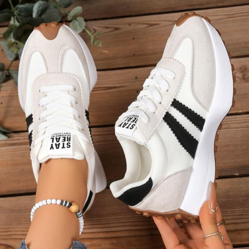 Retro plattformssneakers i mocka för dam, för streetstyle