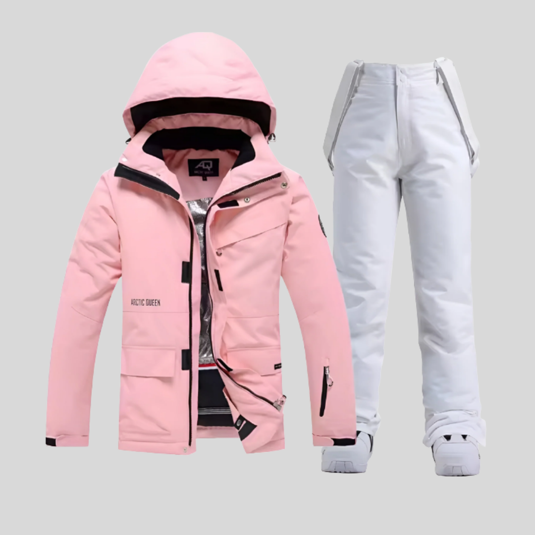 Skidjacka och byxset för kvinnor, funktionell vinteroutfit