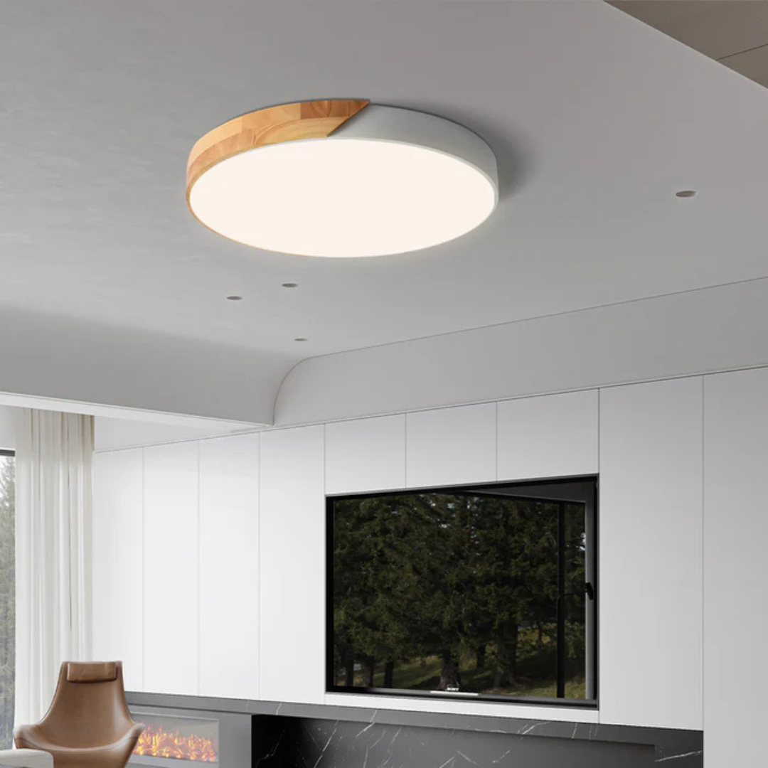 Delos Skandi taklampa i trä | Naturlig LED-designbelysning