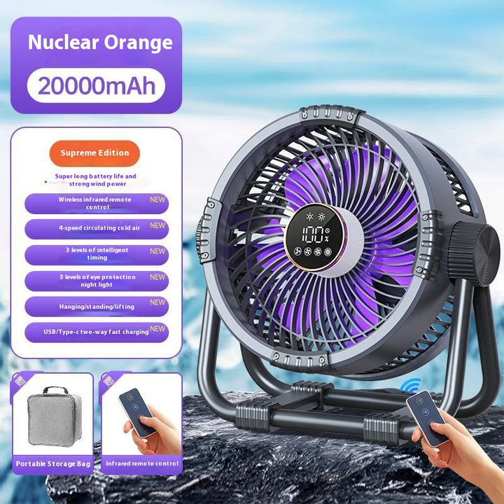 Storm Outdoor Camping Rechargeable Fan 20000mAh Orange Grey