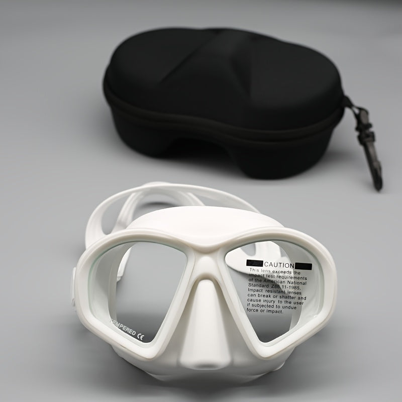 Härdad dykmask med fodral - dykglasögon med anti-imma och kamerastöd