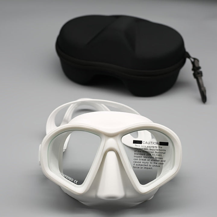 Härdad dykmask med fodral - dykglasögon med anti-imma och kamerastöd