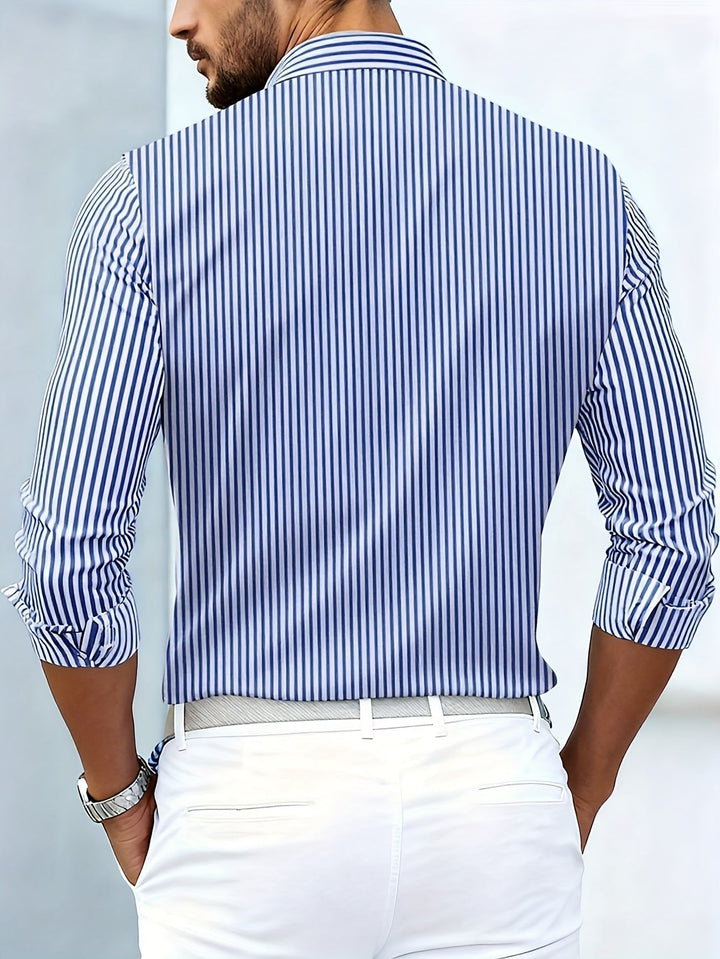 Vintageskjorta med ränder och långa ärmar för herr med nedsliten look