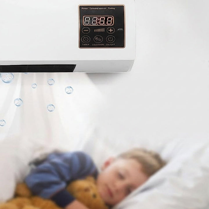 4-i-1 kanalfritt luftkonditioneringsaggregat för väggmontering – kyla, värme, ventilation, avfuktning, tyst drift med timer