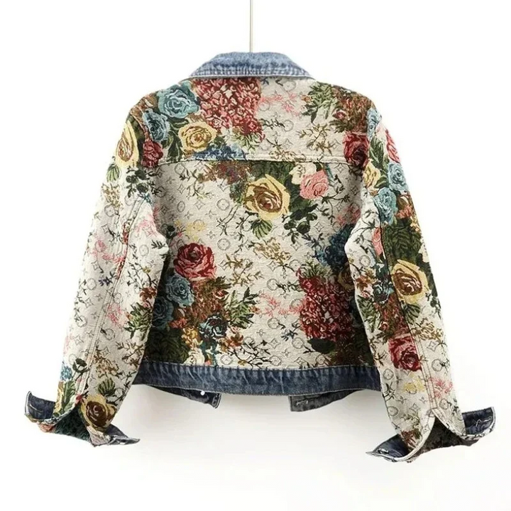 Blomstret denimjakke til damer
