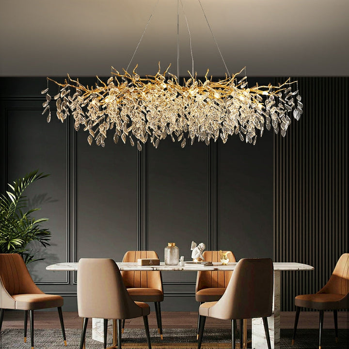 Elegant grenkrona – Modern taklampa i kristall