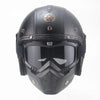 Retro vintage öppen mc-hjälm med mask och glasögon