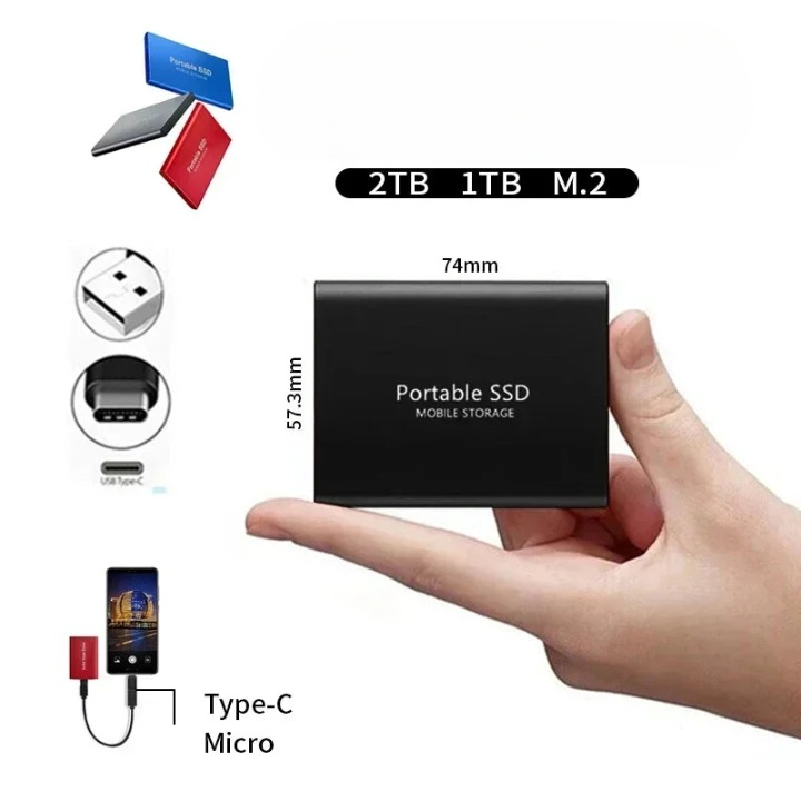 Portabel Extern SSD-hårddisk USB-C med hög hastighet 1050MB/s