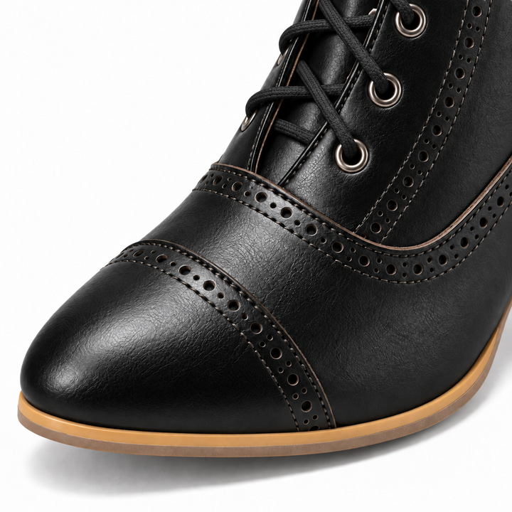Snörkängor dam i retrostil – Vintage ankelboots med klack