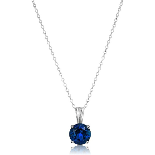 Elegant halsband i vitguld med rundslipad safir