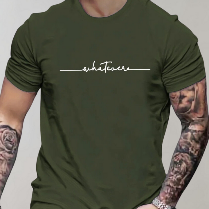 Herr Casual Rundringad T-shirt med Minimalistiskt Tryck
