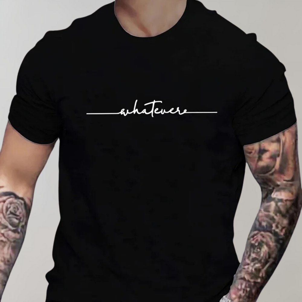 Herr Casual Rundringad T-shirt med Minimalistiskt Tryck