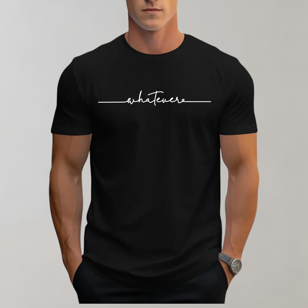 Herr Casual Rundringad T-shirt med Minimalistiskt Tryck