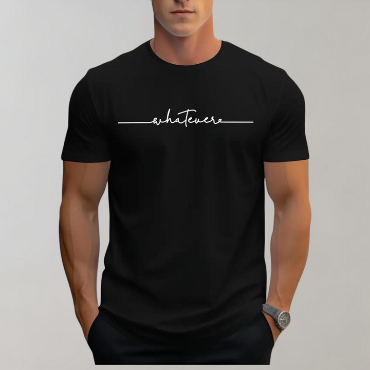 Herr Casual Rundringad T-shirt med Minimalistiskt Tryck