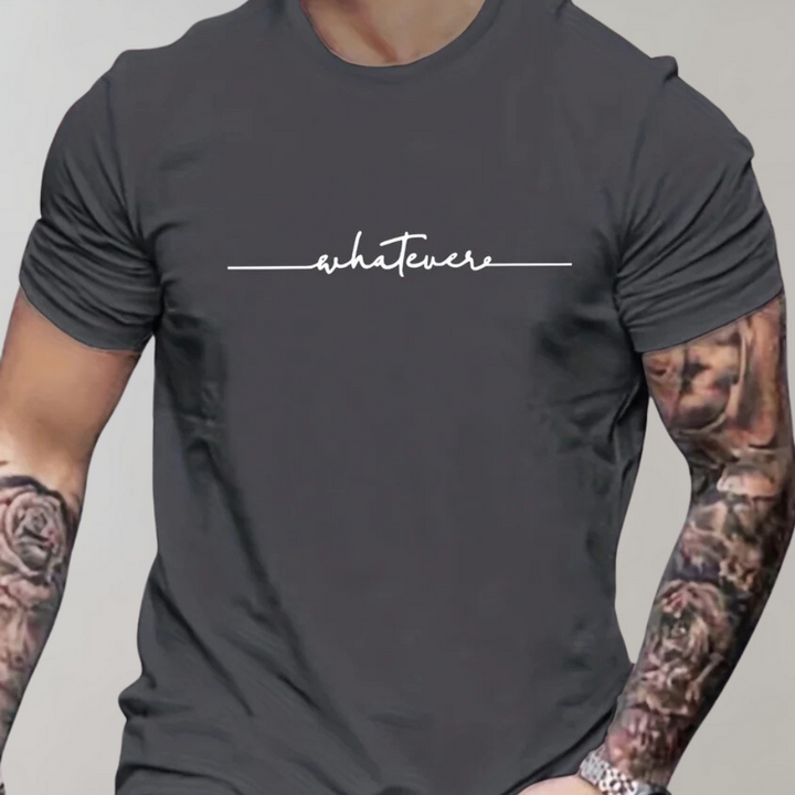 Herr Casual Rundringad T-shirt med Minimalistiskt Tryck