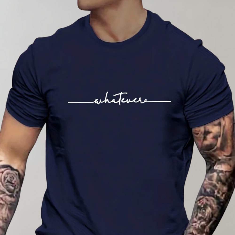Herr Casual Rundringad T-shirt med Minimalistiskt Tryck