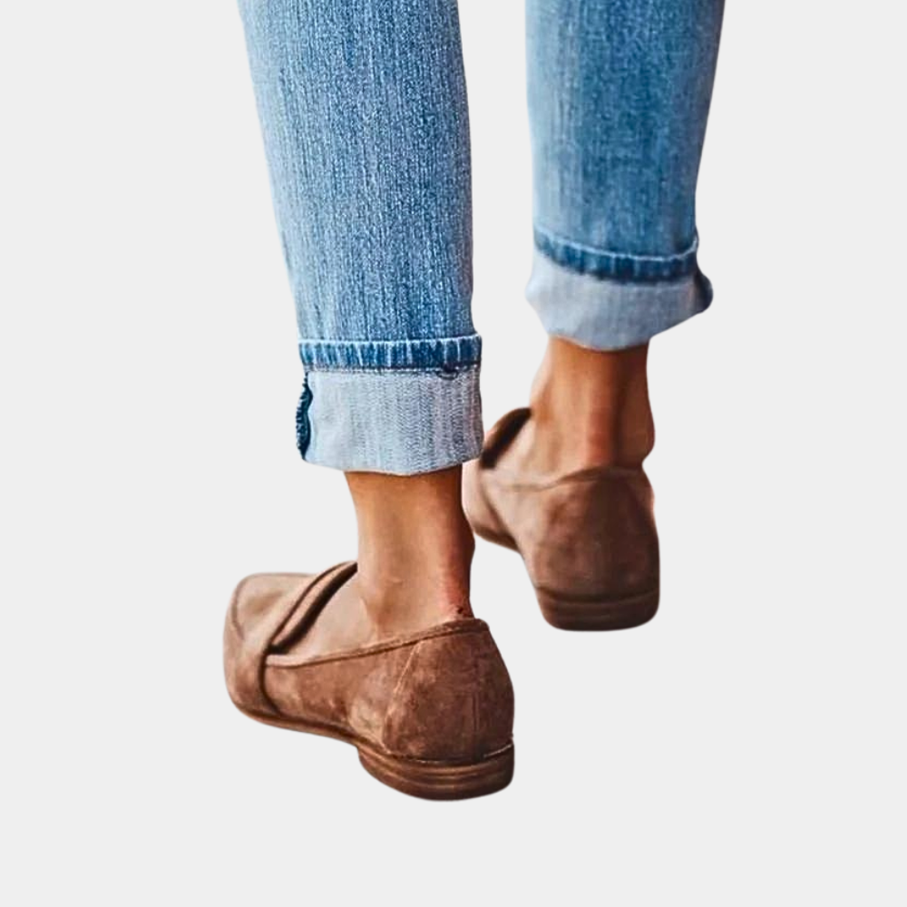Trendy og komfortable loafers i børstet stofimitation til kvinder