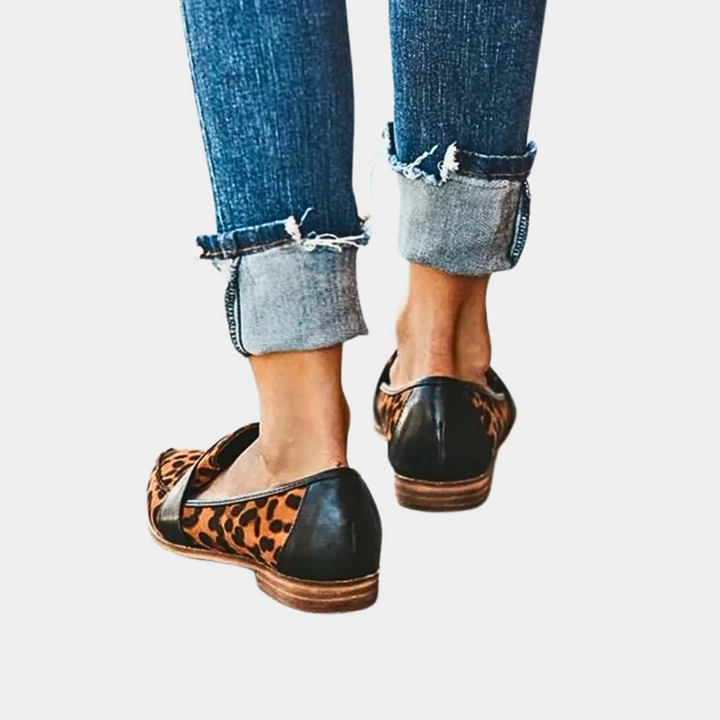 Trendy og komfortable loafers i børstet stofimitation til kvinder