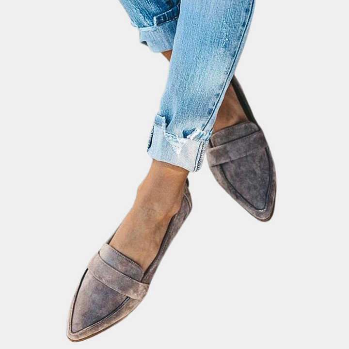 Trendy og komfortable loafers i børstet stofimitation til kvinder