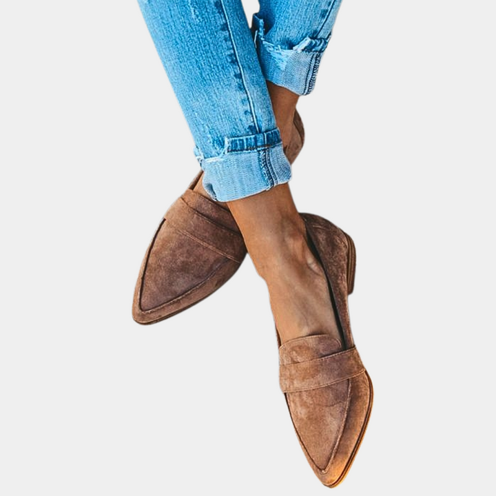 Trendy og komfortable loafers i børstet stofimitation til kvinder