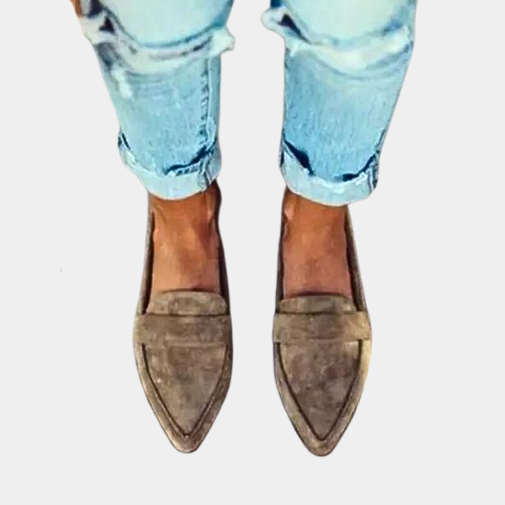 Trendy og komfortable loafers i børstet stofimitation til kvinder