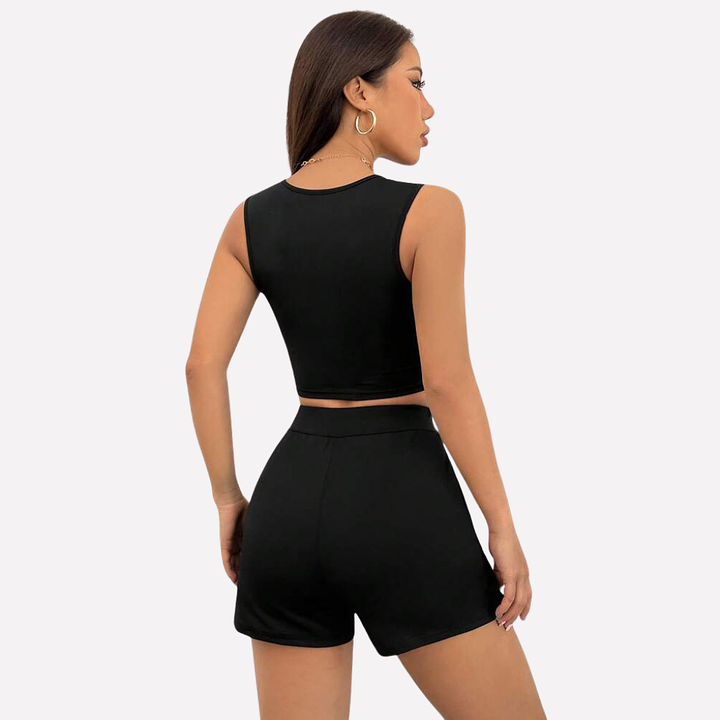 Kvinno‑skjortväst med delad skort‑set