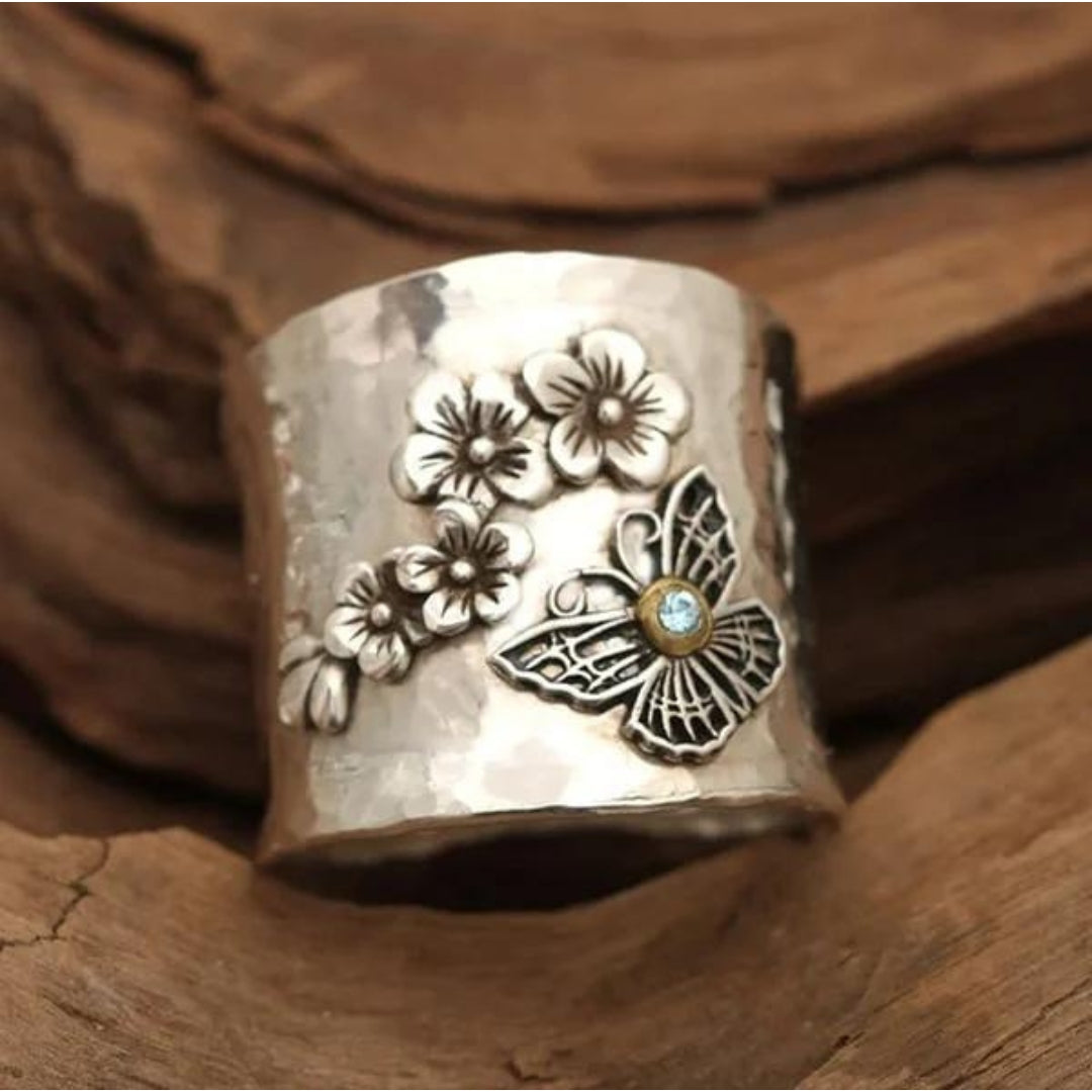 Bi Blomma Fjäril Bred Ring