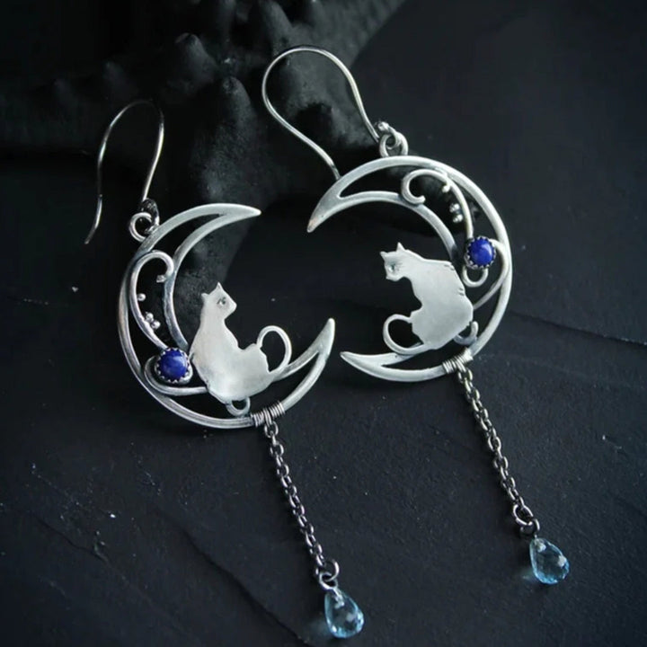 Blå Zirkonia Katt Boho-örhängen i sterlingsilver