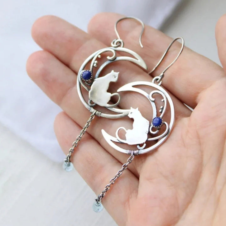 Blå Zirkonia Katt Boho-örhängen i sterlingsilver