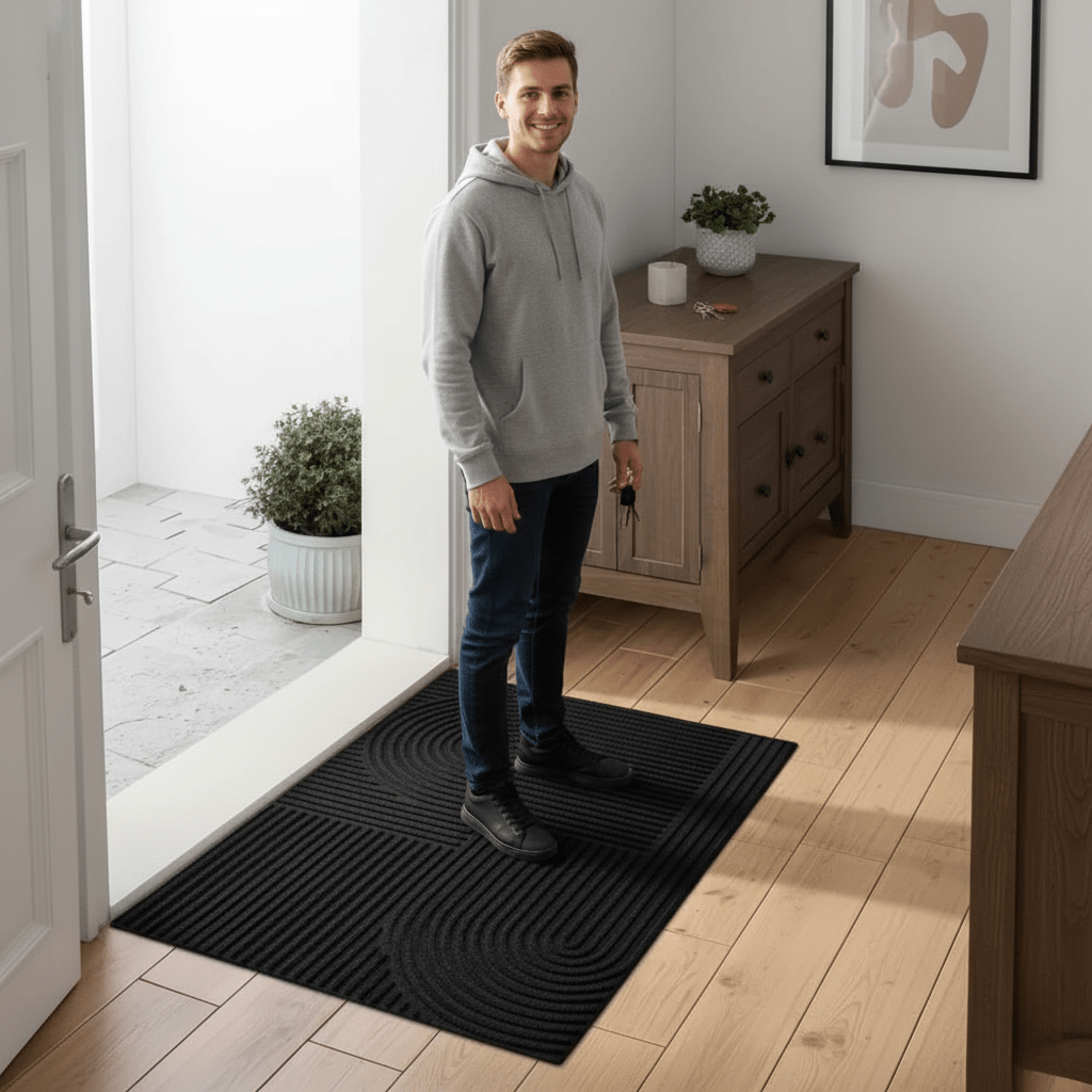 AQUARAY – Absorberande och tvättbar matta med mönster av flytande linjer