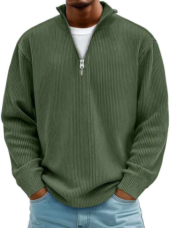 Half-zip-tröja med ledig passform och slitstark stickning