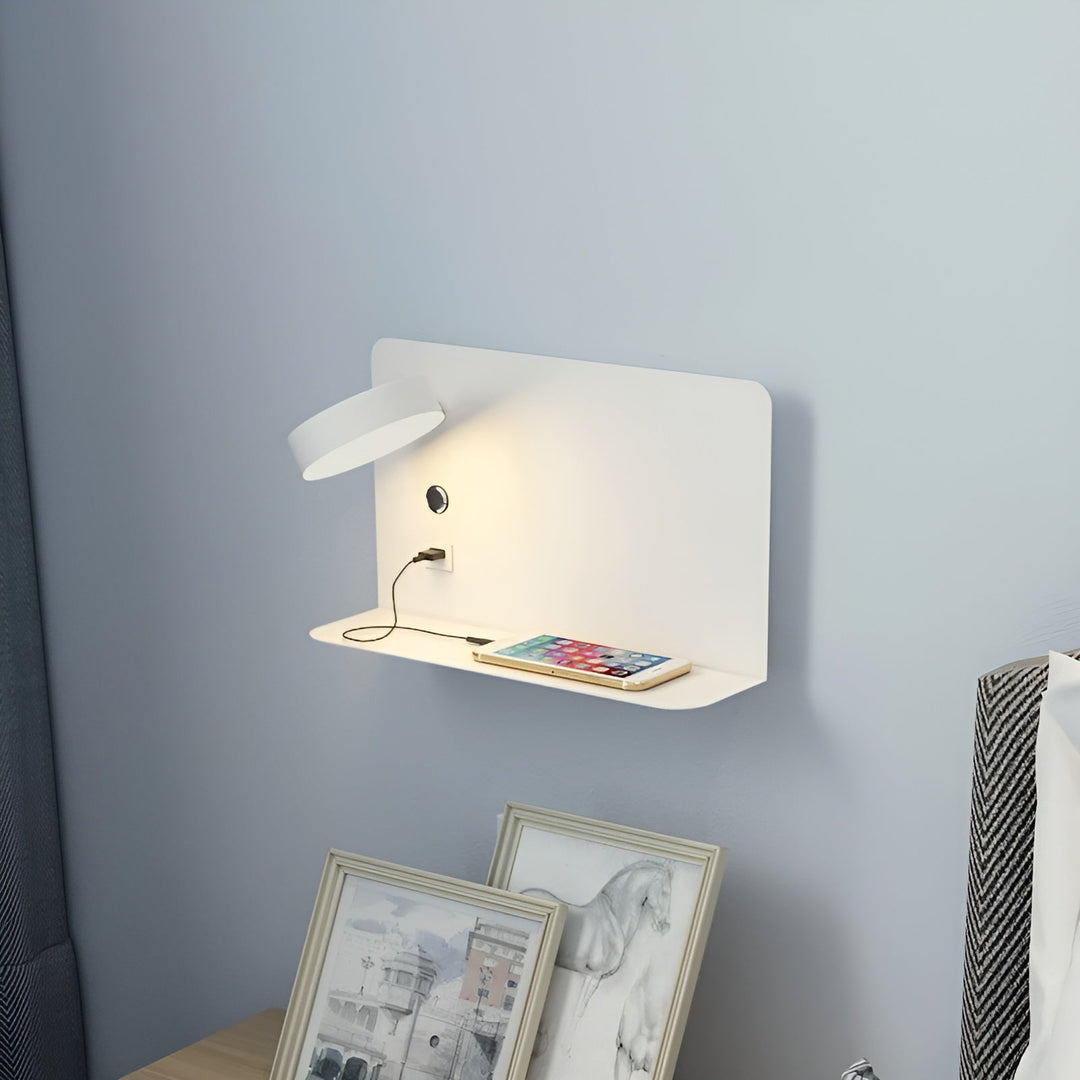 LED-vägglampa med USB-laddare och strömbrytare - GlowPort