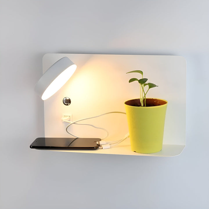 LED-vägglampa med USB-laddare och strömbrytare - GlowPort