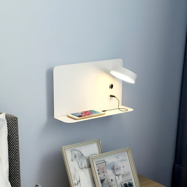 LED-vägglampa med USB-laddare och strömbrytare - GlowPort
