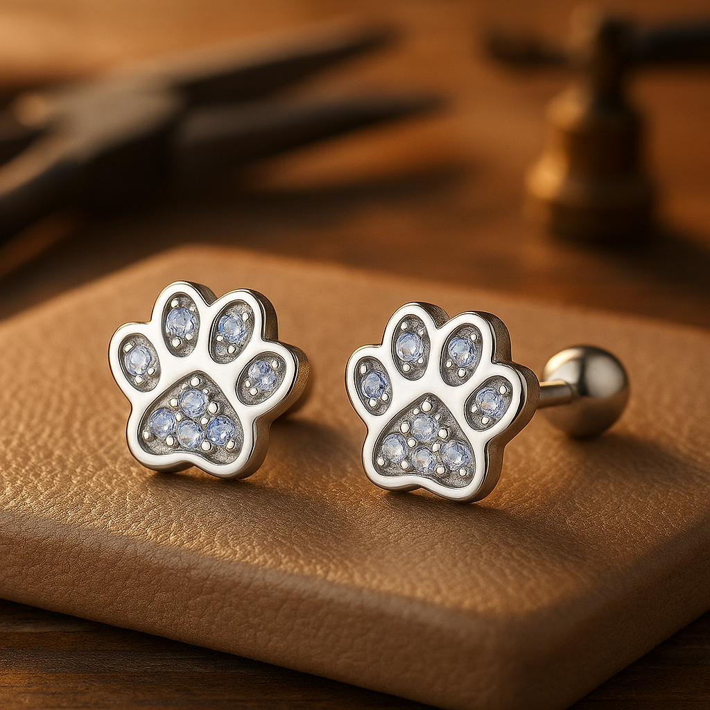 Tassavtryck Knoppörhängen i sterlingsilver – Kristallaccent