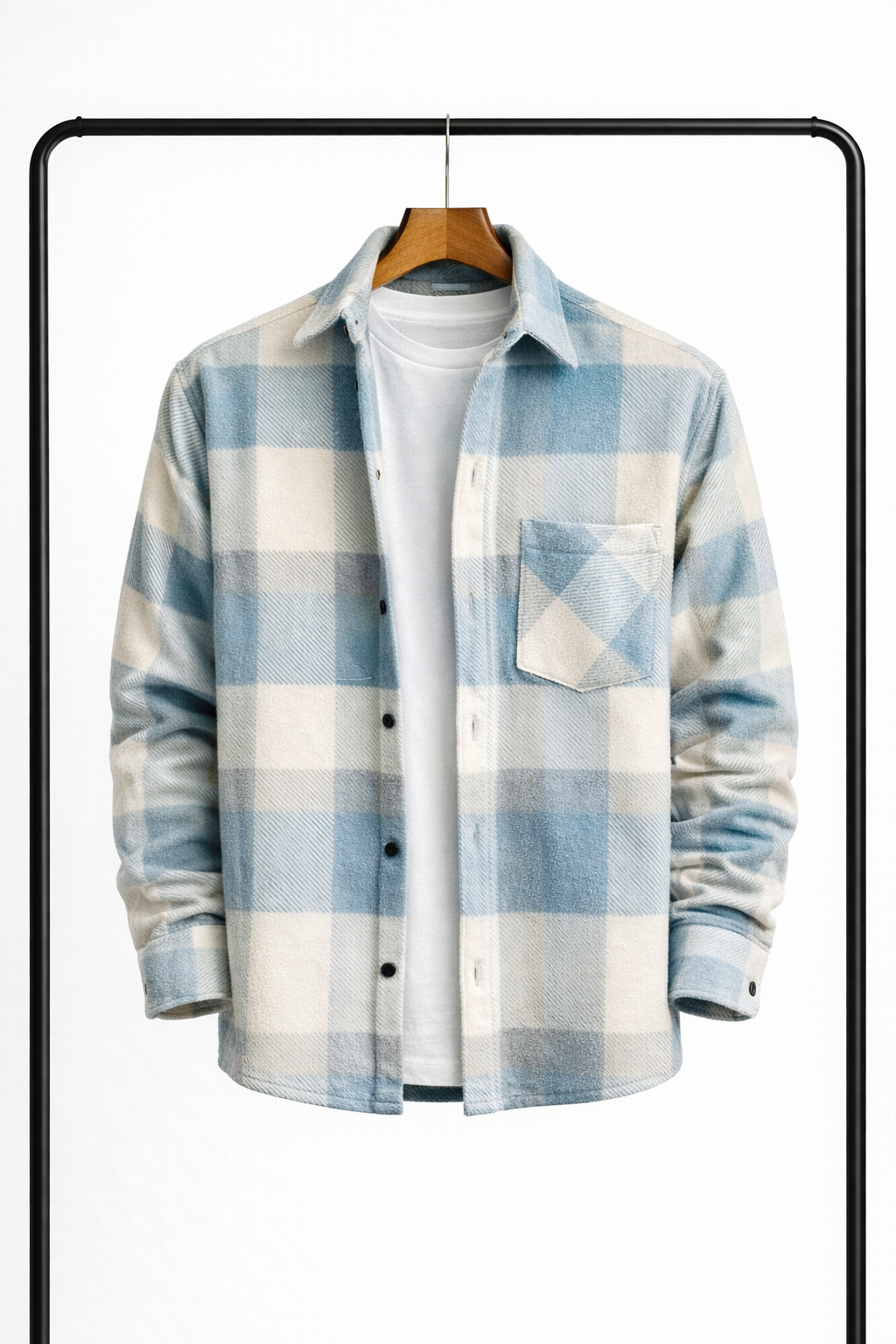 Klassisk rutig overshirt för herr – varm, bekväm skjortjacka som mellanlager