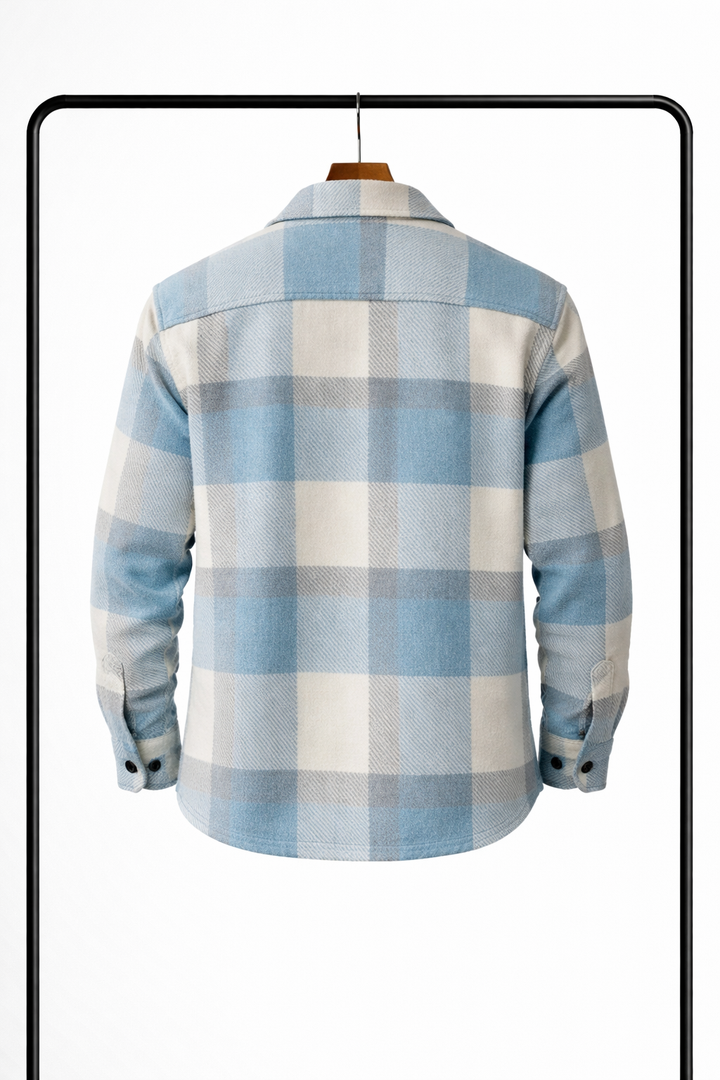 Klassisk rutig overshirt för herr – varm, bekväm skjortjacka som mellanlager
