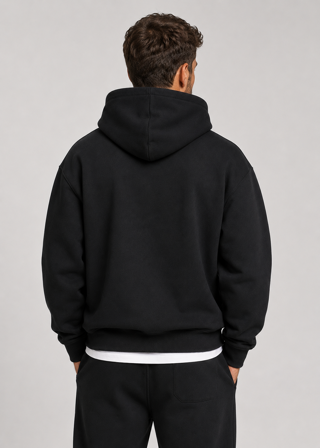 Hoodie- och joggerset herr - mjuk bomullsblandning, ledig passform