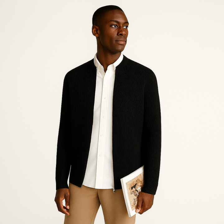 Herr Casual Zipper Stickad Kofta