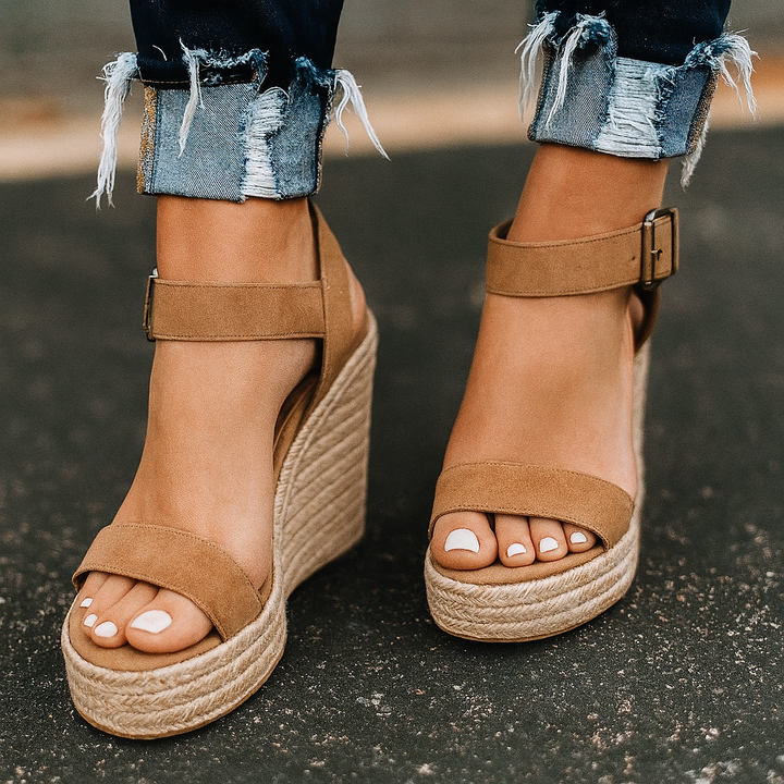 Espadrille sandaler med öppen tå