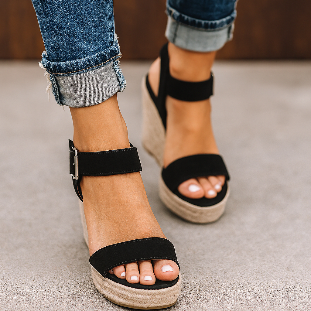 Espadrille sandaler med öppen tå