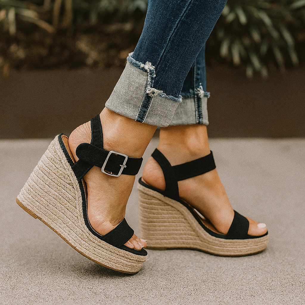 Espadrille sandaler med öppen tå