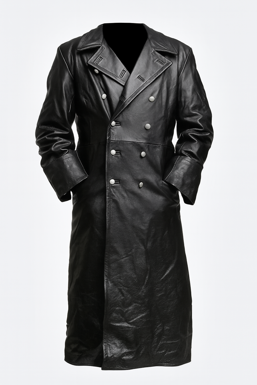 Ikonisk gotisk herrtrenchcoat i syntetiskt tyg i andra världskrigets stil