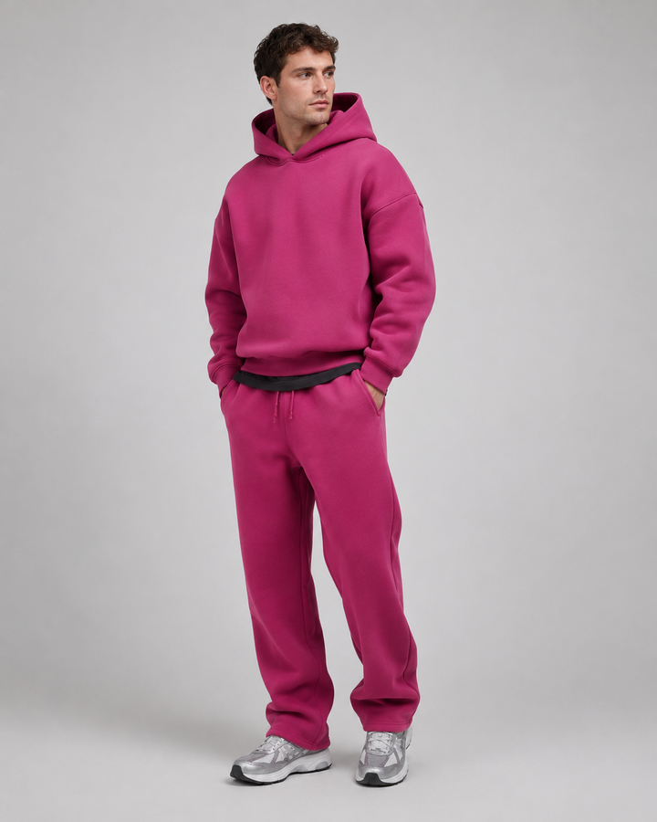 Hoodie- och joggerset herr - mjuk bomullsblandning, ledig passform
