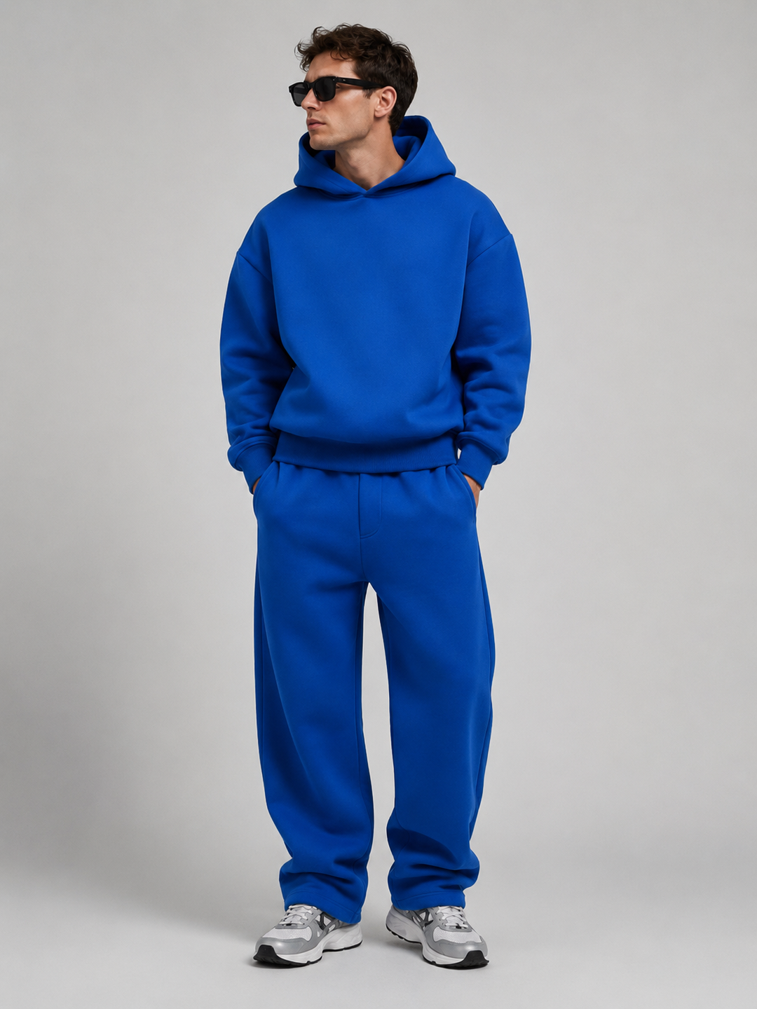Hoodie- och joggerset herr - mjuk bomullsblandning, ledig passform