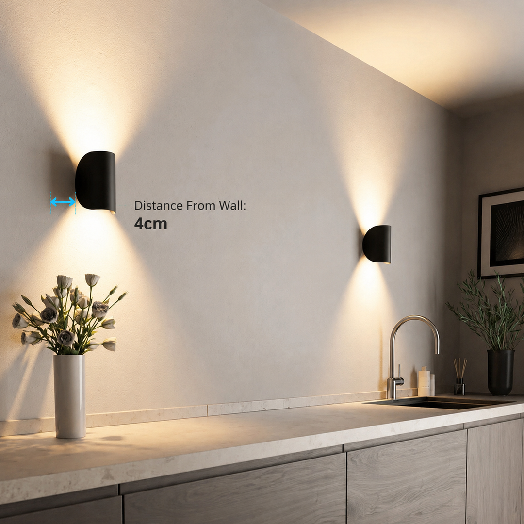 Justerbar LED-vägglampa upp/ner – varmt stämningsljus, modern design