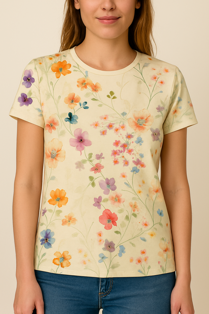 Vintage Floral T Shirt Luftig komfort med en retro twist