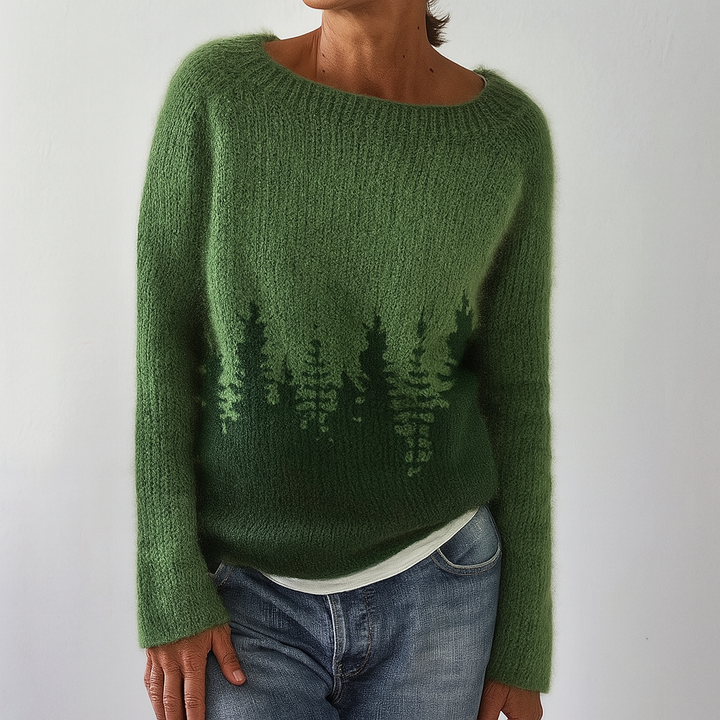 Retro kabelstrikket sweater til kvinder