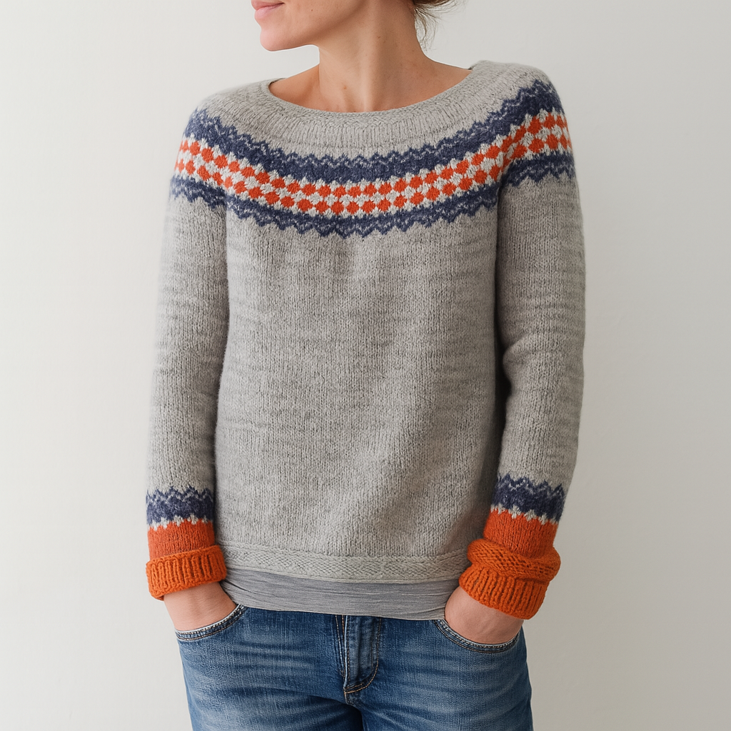 Retro kabelstrikket sweater til kvinder